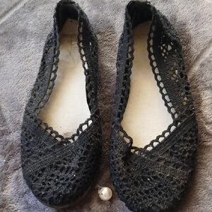 Unlisted by Kenneth Cole Black Crochet Flats